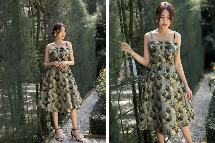đầm 2 dây xòe dự tiệc đầm 2 dây xòe dự tiệc