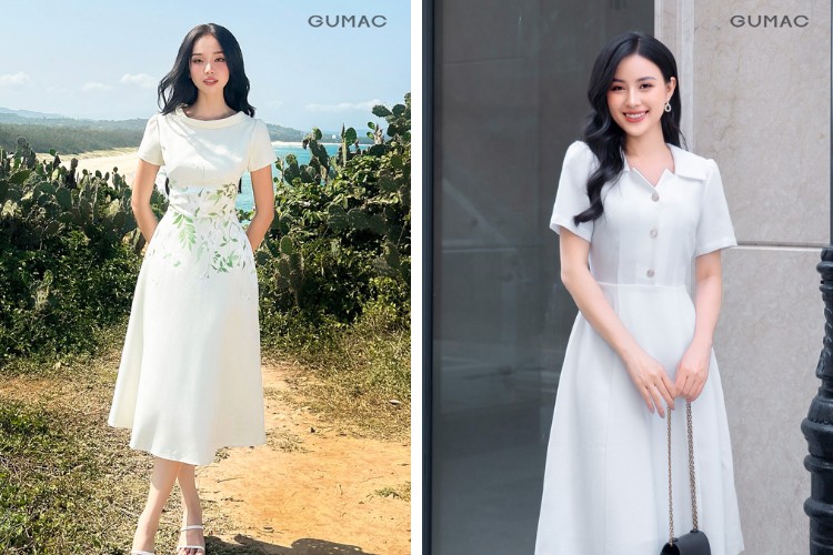 Đi tân gia với đầm A cổ cách điệu