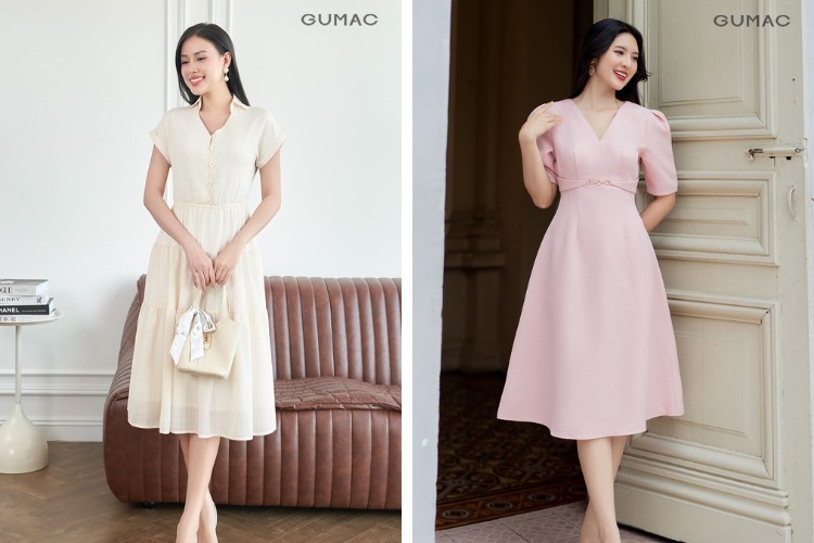 Đi tân gia với đầm A xòe rã tầng cho nàng