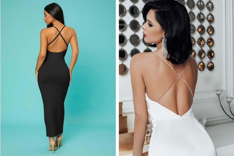 Váy body 2 dây chéo lưng