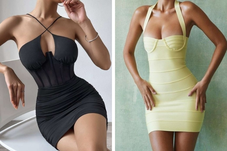 Váy body 2 dây thiết kế cúp ngực