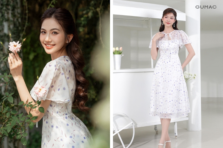 Váy dài trung niên đẹp vải voan