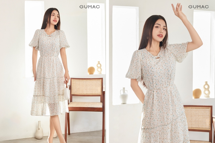 Đầm form rộng cổ xoắn