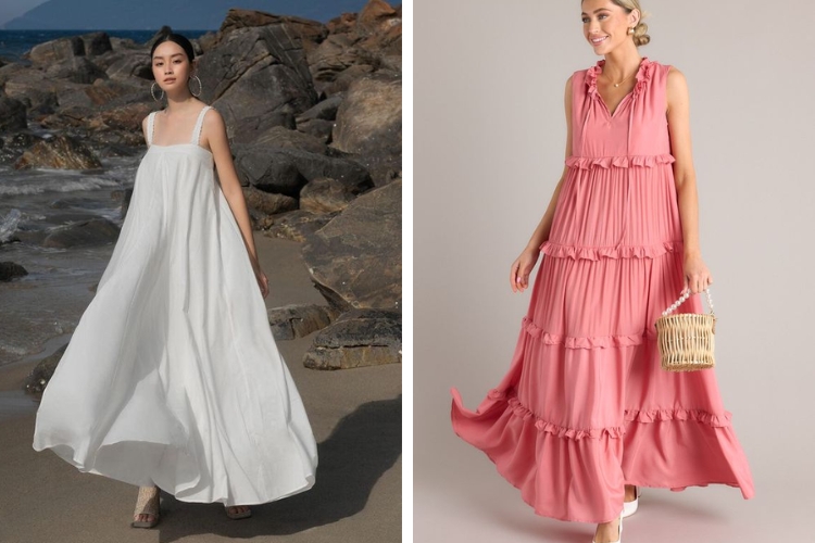 Đầm maxi form rộng dáng xòe