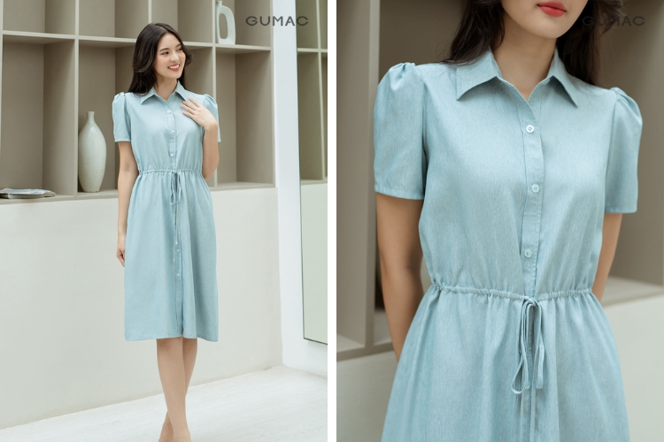 Đầm suông rút dây eo độc đáo