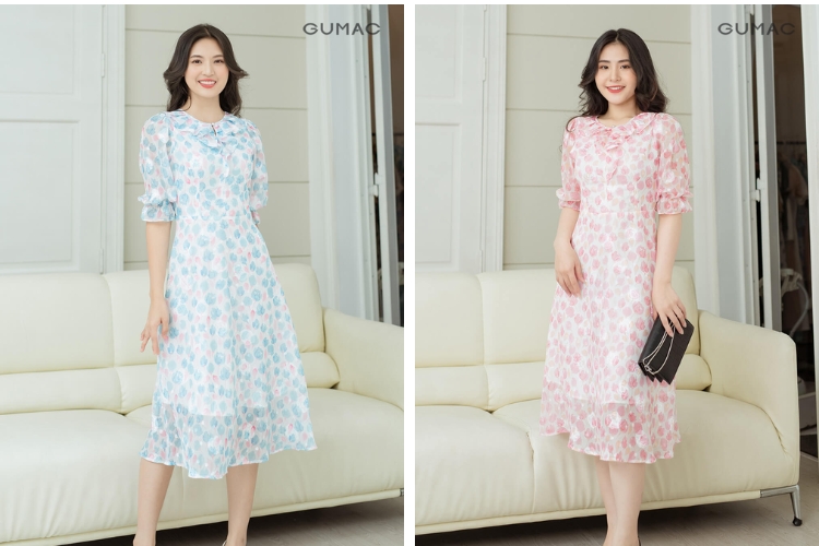 Đầm hoa cổ bèo dành nàng cực xinh