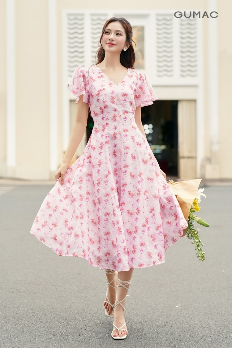 đầm hồng pastel