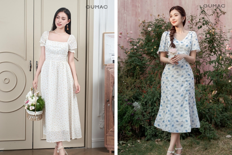 Gợi ý đầm maxi tay phồng đi du lịch Cần Thơ