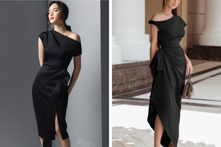 đầm phi bóng lệch vai