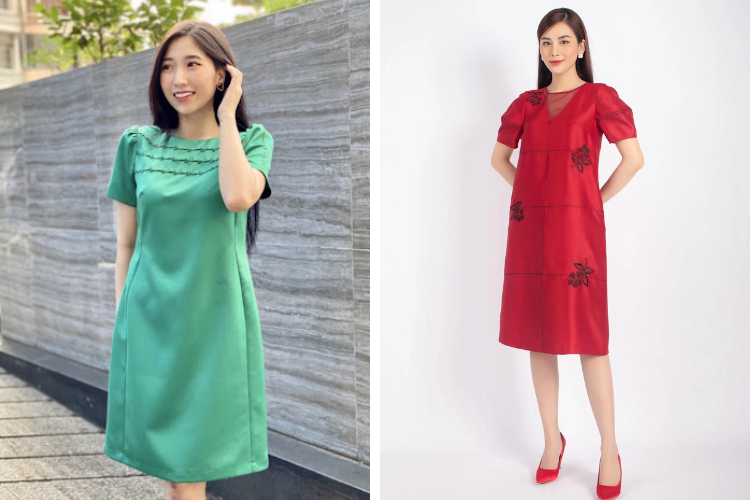 đầm suông vải tafta