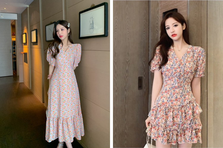 Đầm voan cổ V Đầm voan cổ V