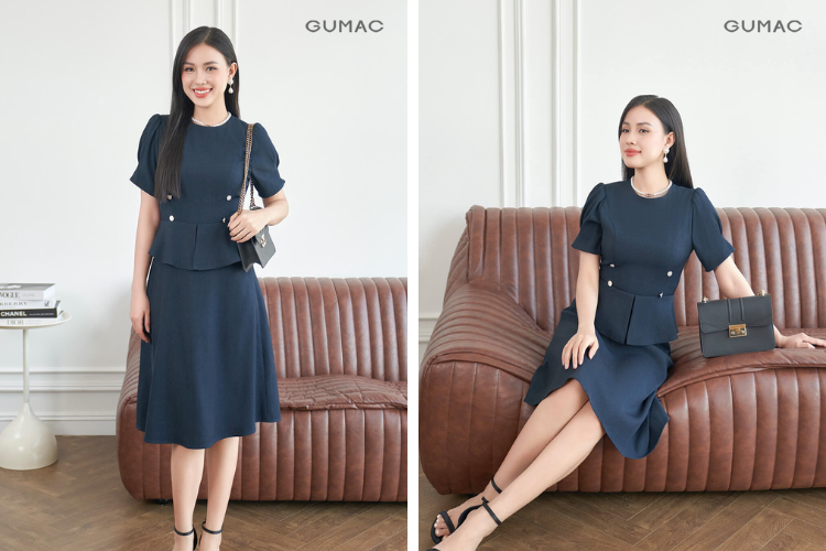 đầm voan dáng pepplum đầm voan dáng pepplum