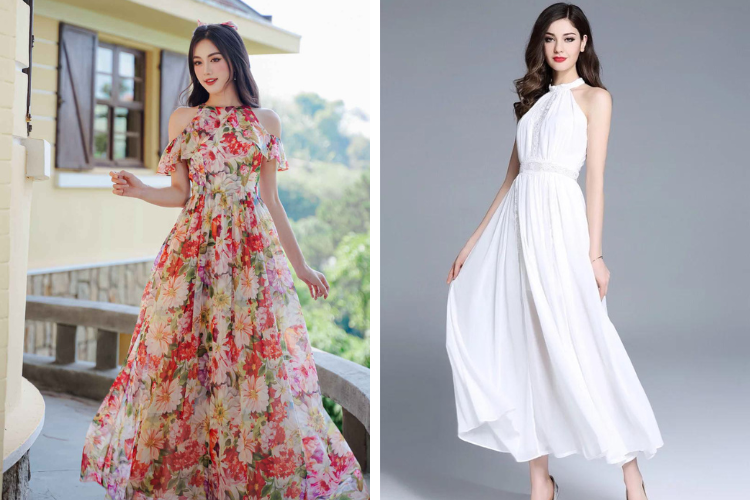 đầm voan trung niên cổ yếm đầm voan trung niên cổ yếm