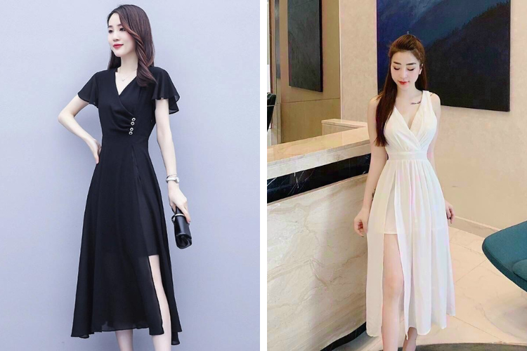 đầm voan trung niên xẻ tà đầm voan trung niên xẻ tà