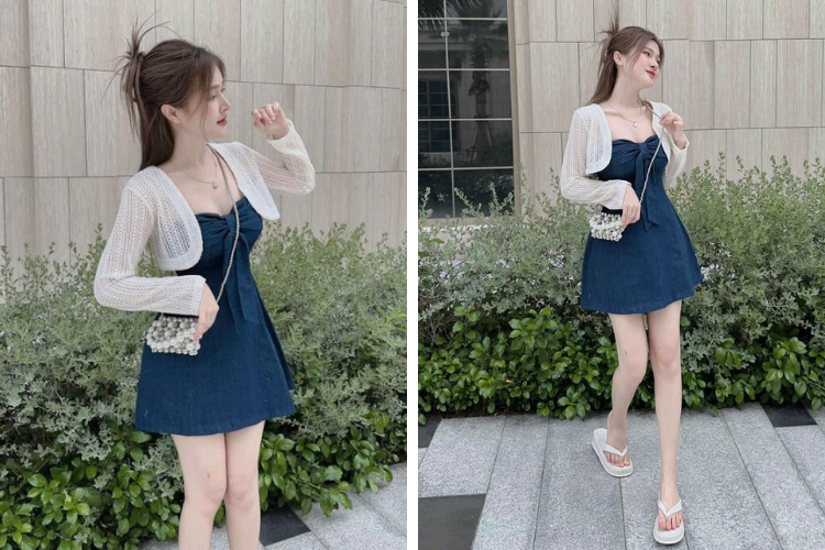 đầm xanh dương cúp ngực đầm xanh dương cúp ngực