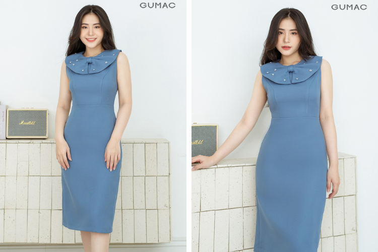 đầm sát nách xanh dương đầm sát nách xanh dương