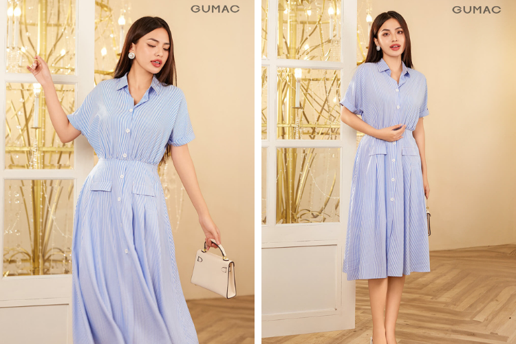 đầm xanh dương công sở đầm xanh dương công sở