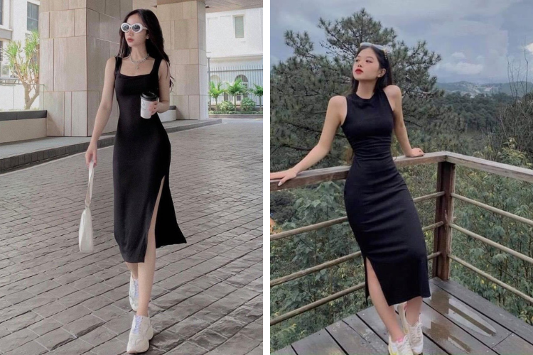đầm body xẻ tà