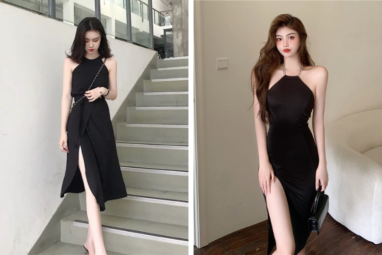 đầm xẻ tà 1 bên