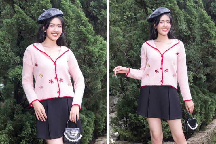 Chân váy chữ A với áo len