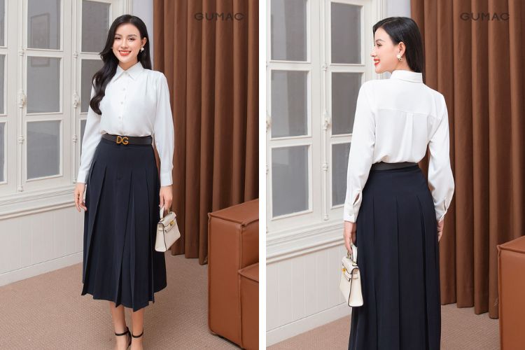 Chân váy xếp ly bản to
