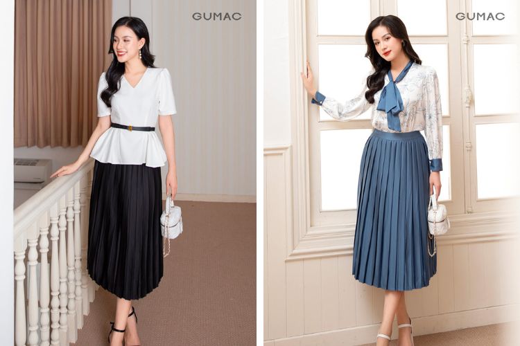 Chân váy xếp ly dài hàn quốc