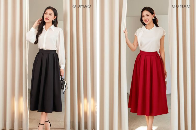 Chân váy xếp ly dài