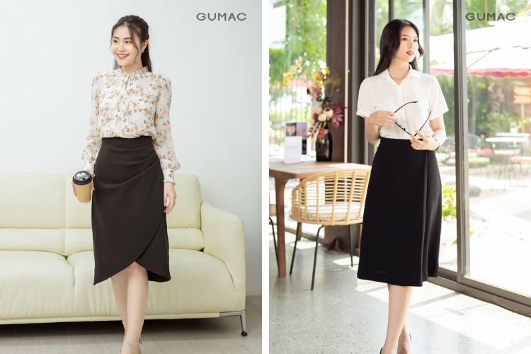 Chân váy xếp ly đen