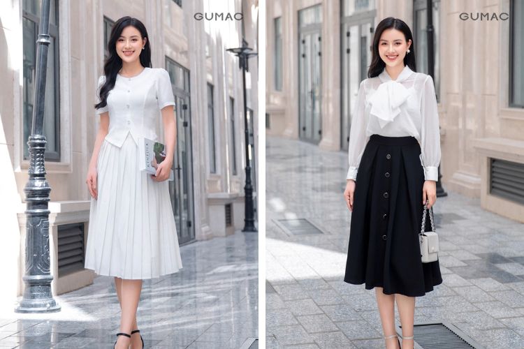Chân váy xòe xếp ly