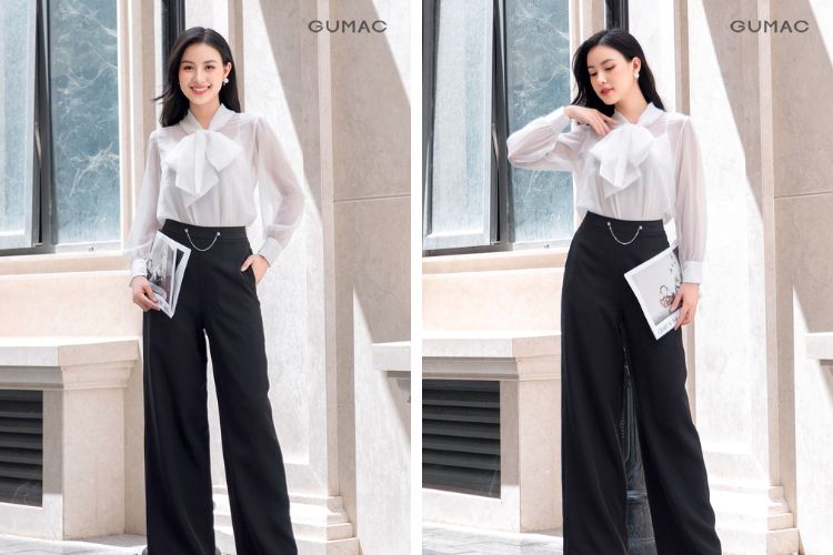 Quần tây ống rộng nữ hàn quốc