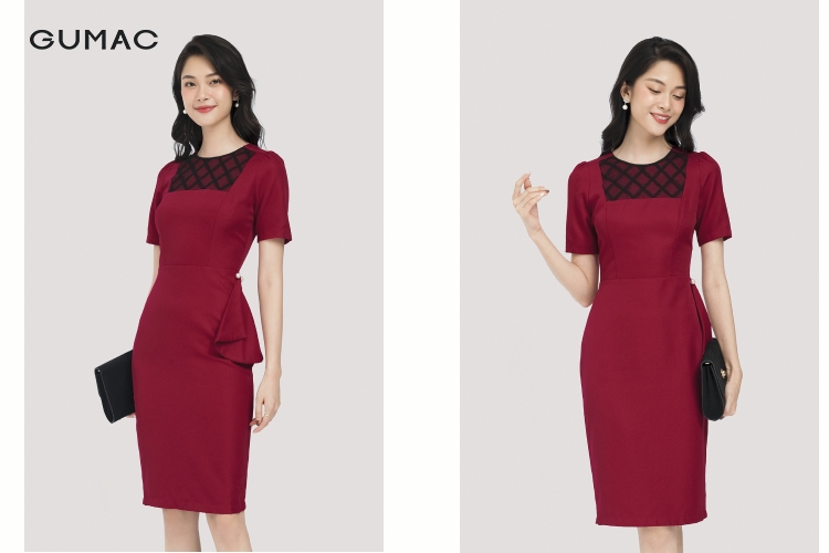 Váy xòe xếp ly phối ren