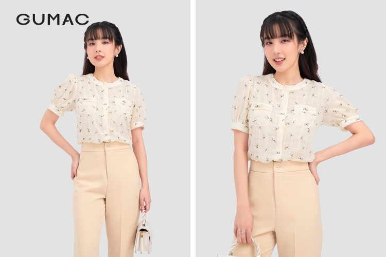 Áo sơ mi cùng quần dài nữ