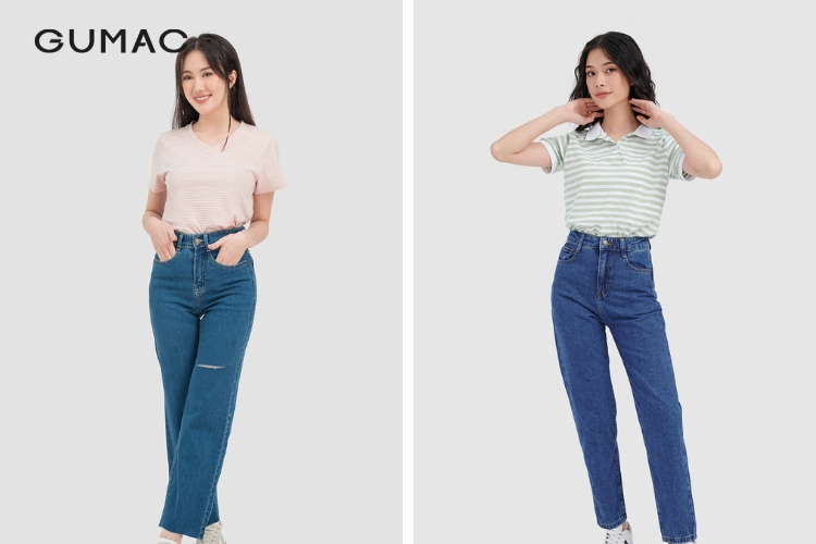 Áo thun cơ bản và quần dài jean