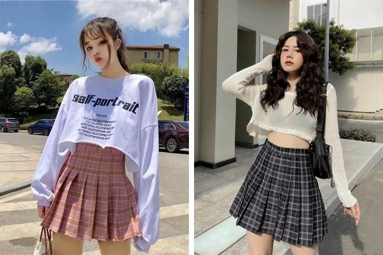 Áo croptop phối chân váy