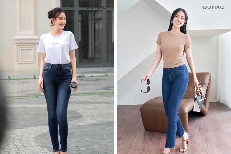 Áo thun mix quần jeans