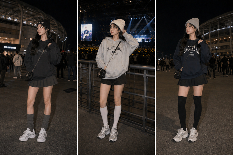 Nàng có thể phối hoodie mỏng cùng chân váy ngắn hoặc quần short để giữ ấm vừa đủ mà không gây bí nóng.