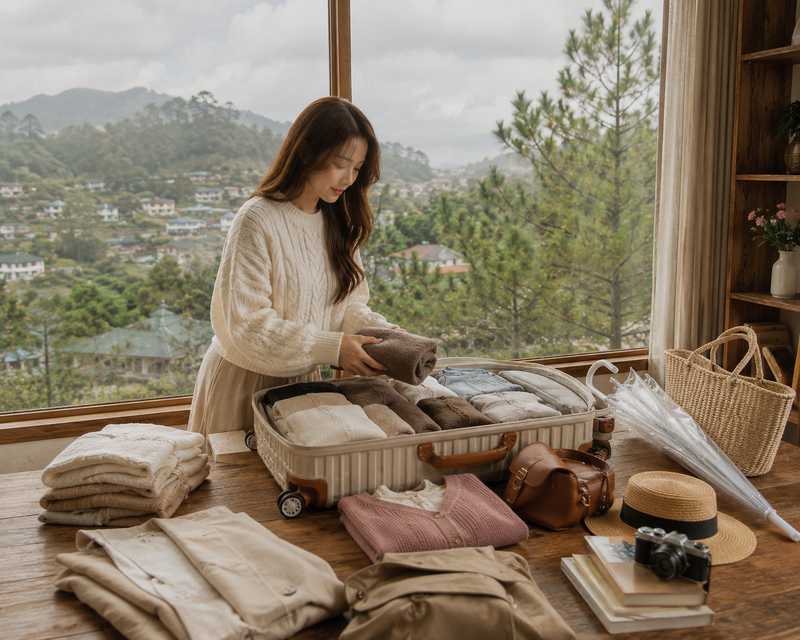 Lưu ý về thời tiết và outfit đi Đà Lạt 3 ngày 2 đêm. (Ảnh được tạo bởi AI)