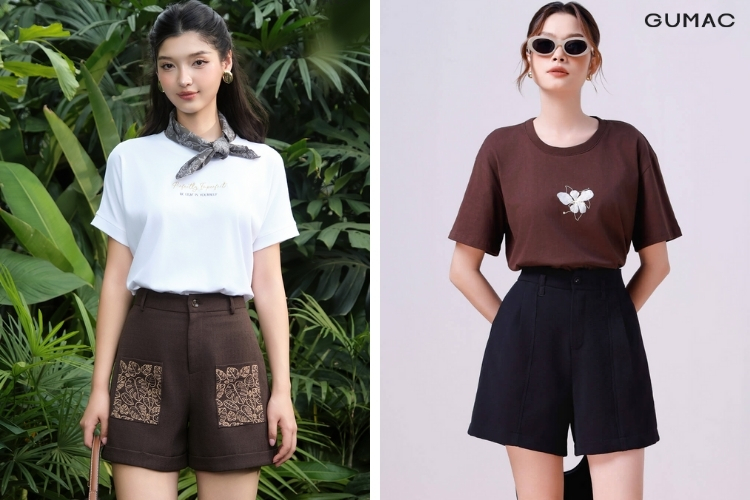 mặc áo thun và quần short GUMAC khi đi đồi cát