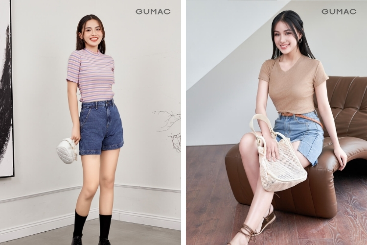 Kết hợp áo thun cá tính cùng quần short thoải mái