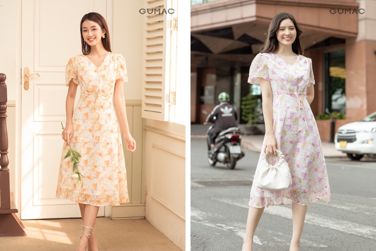 Gợi ý trang phục đầm hoa thắt nơ eo đi Cần Thơ