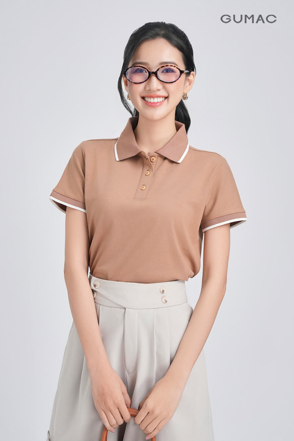 Fash sale ao polo phoi bo soc PLE03028 mau nau