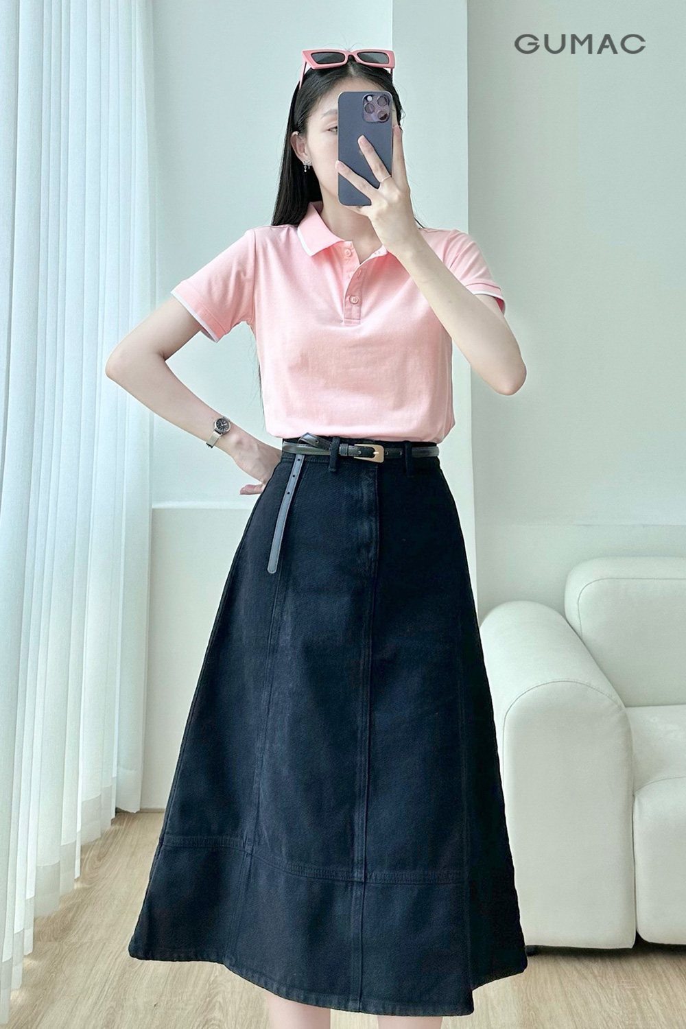 Fash sale ao polo phoi bo soc PLE03028 mau hong