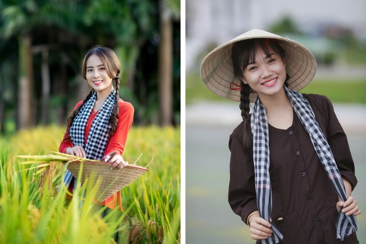 Gợi ý mix khăn rằn đi Cần Thơ cho nàng