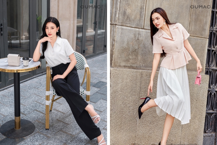 Lựa trang phục cổ rộng để giúp vòng 1 nổi bật