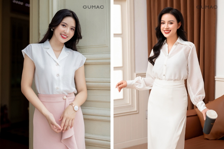 Nàng ngực to nên mặc kiểu áo sơ mi cổ V thời thượng