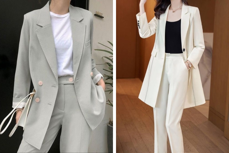 Kiểu áo comple nữ dáng dài Hàn Quốc mới nhất