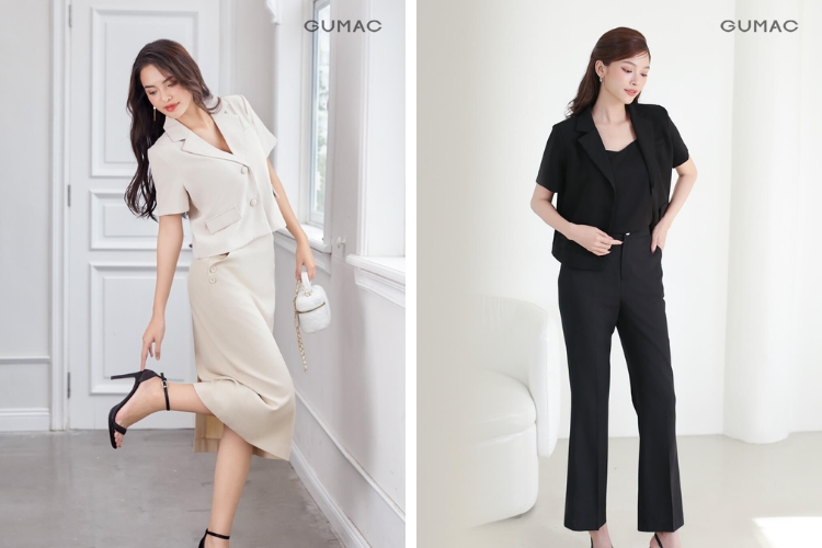 mẫu comple nữ tay ngắn