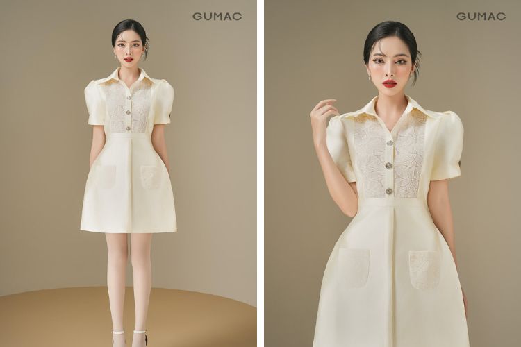 Đầm Form A Phối Ren