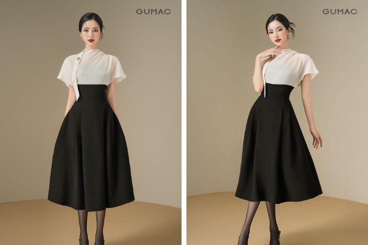 Váy Xòe Phối Voan Thướt Tha