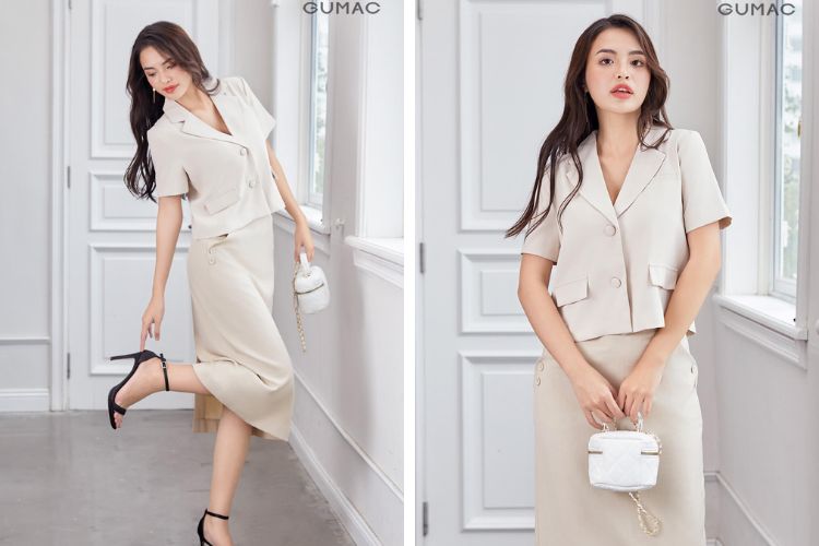 Áo blazer mix chân váy khi đi phỏng vấn